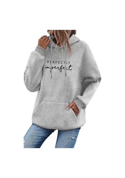 Perfectly Baskılı Oversize Sweatshirt Gri