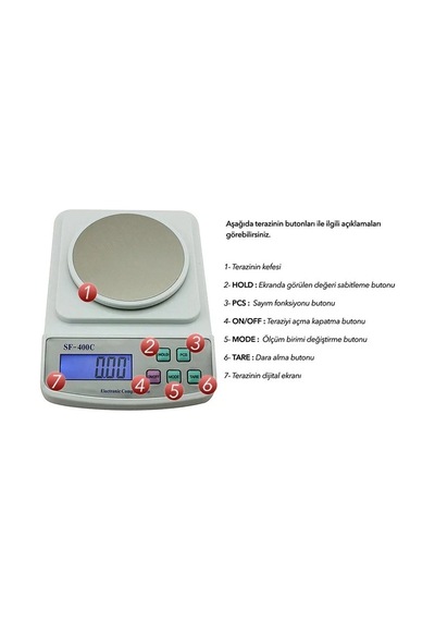 Sf 400c Plus Dijital Terazi 600gr / 0.01gr 5468 Çok Renkli