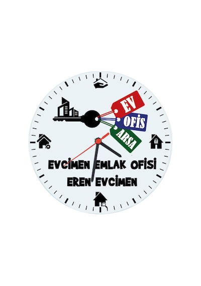 Emlakçıya Hediye Isimli Cam Duvar Saati Çok Renkli