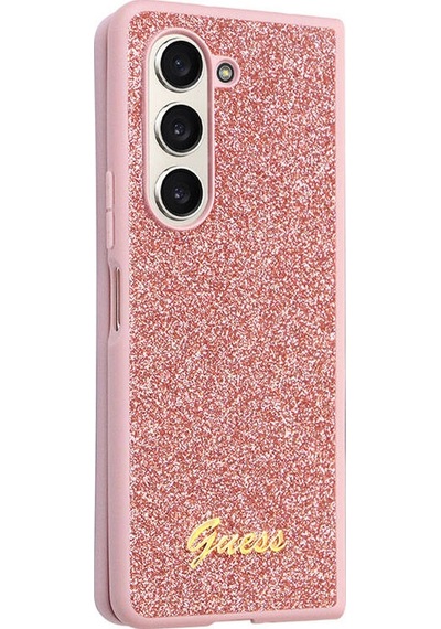 Galaxy Z Fold 5 Uyumlu Kılıf Guess Lisanslı Yazı Logolu Glitter Script Kapak Siyah
