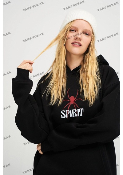 Tarzsokak Y2k Unisex Spirit Sweatshirt Hoodie Kod 1917 Siyah