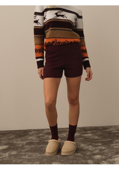 Xint Bordo Doğal Yün Dokulu Regular Fit Şort 850944