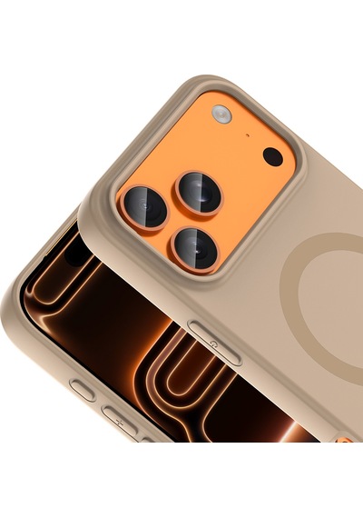 Maks Technology iPhone Uyumlu 17 Pro Max Kılıf M-safe Şarj Özellikli Mkst Aris Silikon Kapak - Krem