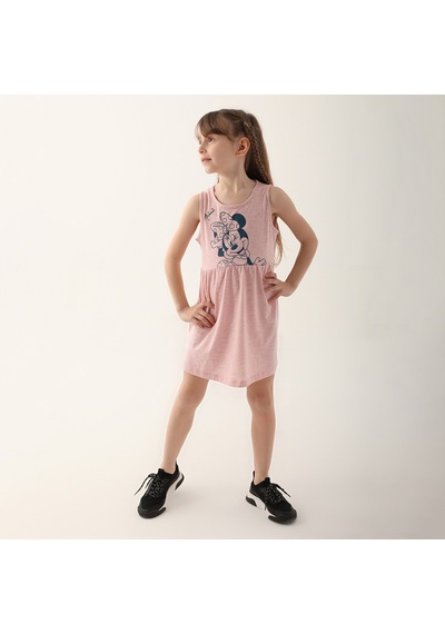 Minnie Mouse D4860-3 Çocuk  Pembe Melanj Elbise