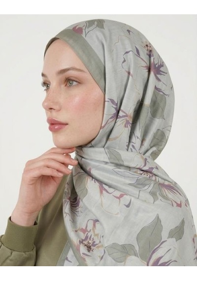 Bushu Flora Pamuk Şal Nil Yeşili