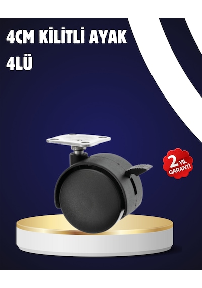 4 Lü Kilitli Tekerlek Ayak 4 Cm Sessiz Ve Dayanıklı Çok Renkli