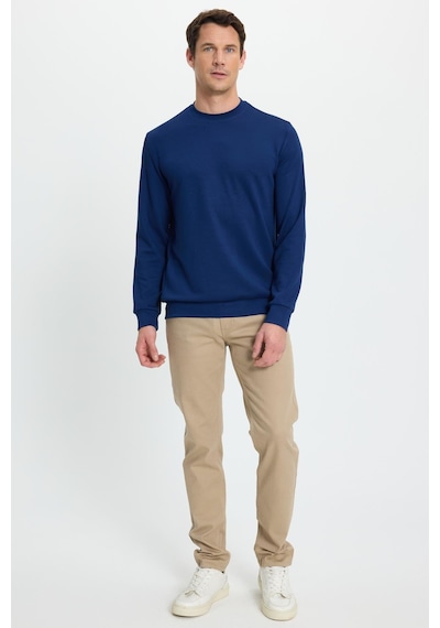 Tudors Erkek Relax Fit Rahat Kesim Uzun Kollu Ekstra Yumuşak Bisiklet Yaka Açık Lacivert Sweatshirt-41872 Açık Lacivert