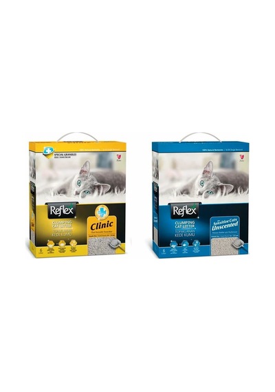 Reflex Clinic Özel Tanecikler + Hassas Kediler İçin Parfümsüz Topaklaşan Bentonit Kedi Kumu 6 L