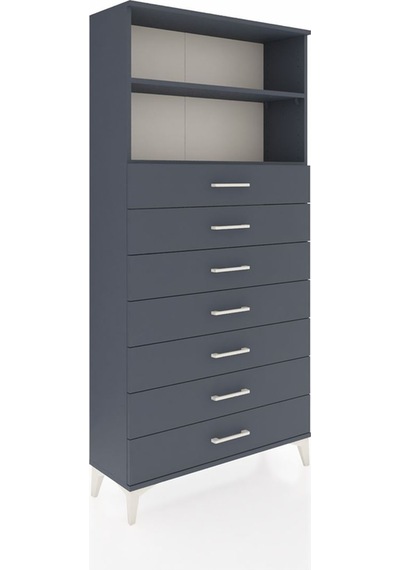 Arges Dolap 2 Raflı 7 Çekmeceli 88x30x182 Antrasit-antrasit Antrasit