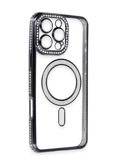Apple İphone 16 Pro Kılıf Joke Simli Magneticsafe Kılıf - Gri Düz Renkli