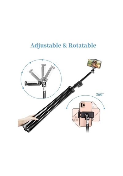 Bluetooth Kumandalı Tripod 2.1 Mt 360 Döner Başlıklı Telefon Tutucu Ring Light Stüdyo Lamba Ayağı