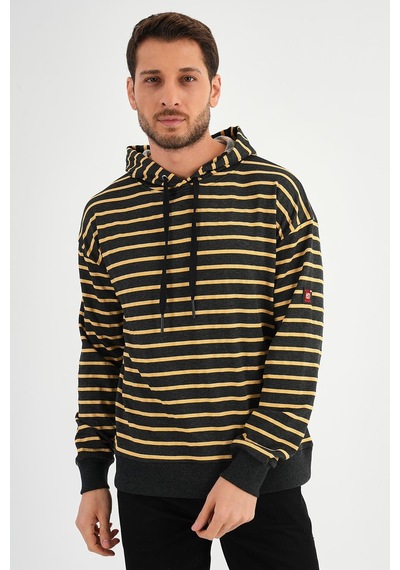 Alexandergardı Çizgili Kapüşonlu Sweatshırt Unx-00242 001