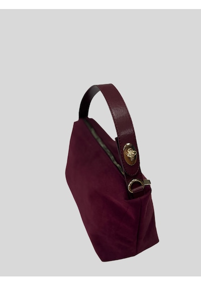 Süet Görünümlü Bordo El Ve Omuz Çantası