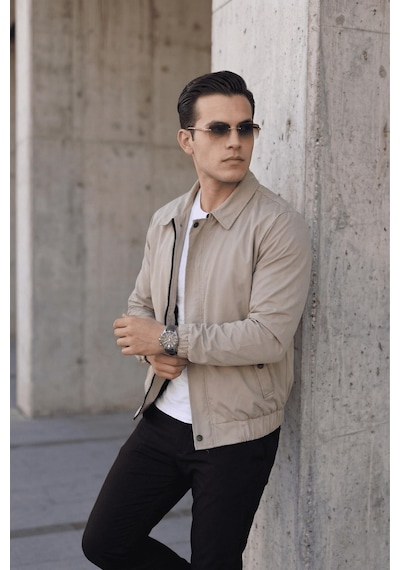 Oksit Muxi Slim Fit Fermuarlı Ve Çıtçıt Korumalı Astarlı Suya Dayanıklı Erkek Mevsimlik Bomber Ceket Taş Rengi Oksit Muxi Slim Fit Fermuarlı Ve Çıtçıt Korumalı Astarlı Suya Dayanıklı Erkek Mevsimlik Bomber Ceket Taş Rengi