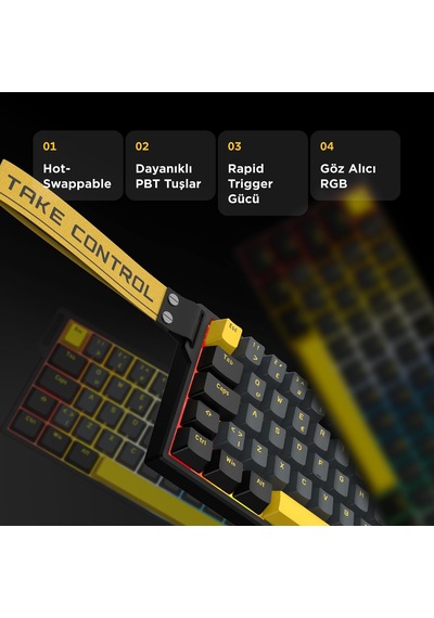 Kaisel Siyah/gri/sarı Hot Swap 8000 Hz Gasket Manyetik Rgb Rapid Trigger 128k Scan Rate Q Pbt Keycap Analog Klavye
