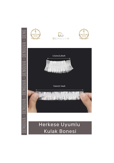 Dayanıklı Su Geçirmez Şeffaf Koruyucu Kulak Bonesi Hafif Esnek Herkese Uygun 100 Adet