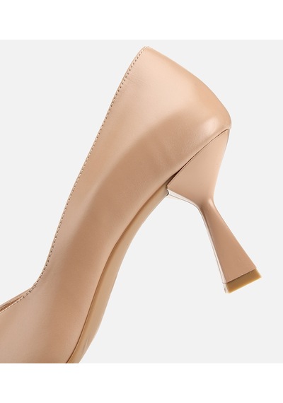 Hotiç Kadın Deri Bej Kısa Topuklu Stiletto