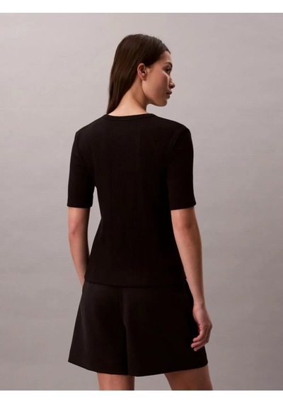 Calvin Klein Hs Varıgated Rıb Nan, Ub1 Siyah Kadın T-shirt