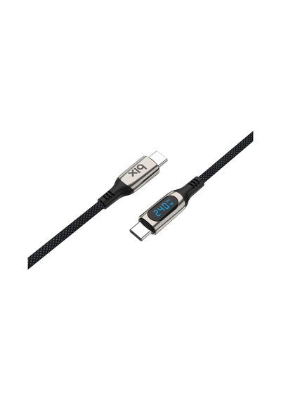 Bxcc243 Type-c To Type-c 240w 480mbps E-marker Çip Dijital Ekran Göstergeli Örgülü Şarj Ve Data Kablosu 1 Metre