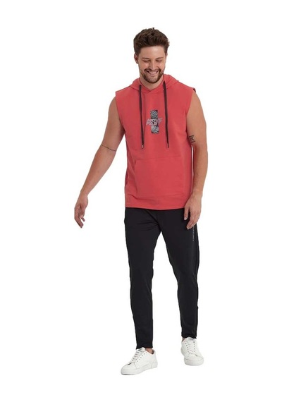 Adams Erkek Kapüşonlu Kanguru Cepli Kolsuz Sweatshirt 001