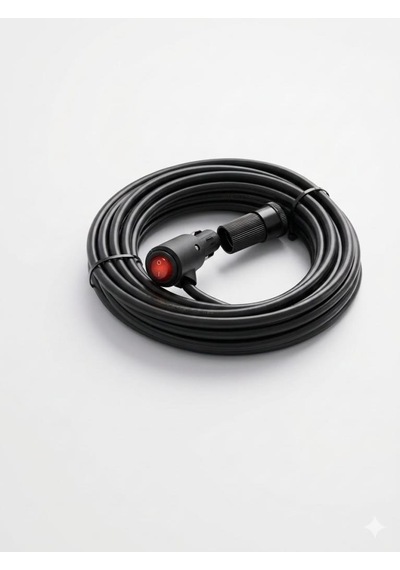 Araç Çakmaklık Uzatma Kablosu 12-24 Volt On/of Anahtarlı 16 Amper Yüksek Güç Çeken Cihazlara Özel 2 X1,5mm Ttr Bakır 10 Mt-siyah
