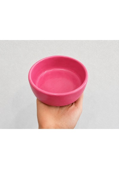 Kase Model Beton Kedi Köpek Mama Ve Su Kabı 15cm Çap 5cm - Pembe