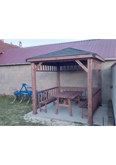 Ahşap Pergola Kamelya Çardak Maun Renk Bahçe