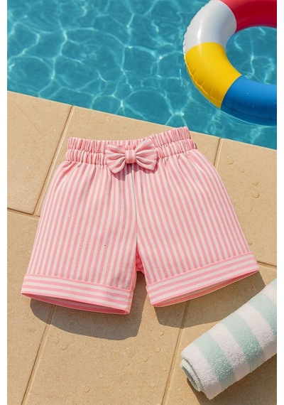 Esila Kids Kız Çocuk Hasır Şapka Ve Şort Takımı Yazlık Şık Kombin 2-6 Yaş Pembe