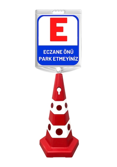 Eczane Önüne Park Etmeyiniz Çift Taraf Baskı Kırmızı Ultra Kedi Gözlü Ağırlıklı Koni Seti Trafik Dubası