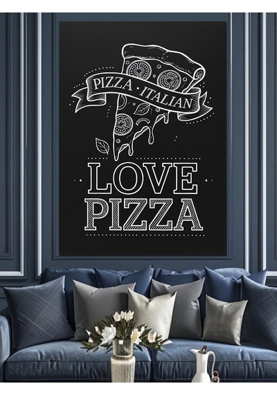 Pizza Aşkı Sonsuz Lezzet Dekoratif Kanvas - Mdf Ahşap Tablo