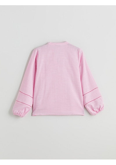 Lcwaıkıkı Classic Pembe Kaçık Yaka Oversize Bluz