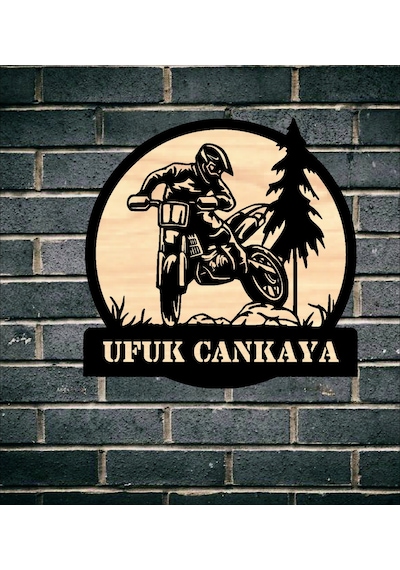Kişiye Özel Motocross Motorsiklet Temalı Ahşap Duvar Tablo