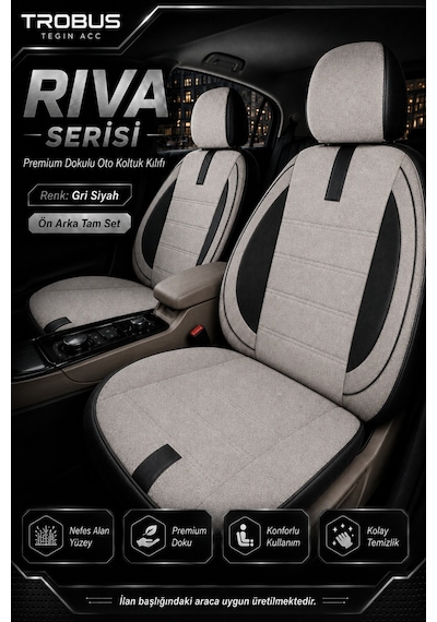 Renault Laguna 2001-2015 Uyumlu Riva Serisi Tay Tüyü Otropedik Bej Siyah Premium Koltuk Kılıfı
