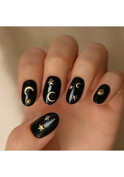 Charm Gökyüzü Mix Altın - Ay Yıldız 3d Nail Art Tırnak Süsü Seti