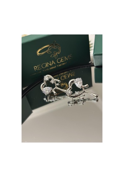 Golden Heart Bloom Crystal Küpe Gümüş