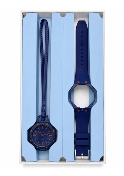 Duostyle 2'si 1 Arada Analog Kol Saati Ve Çanta Saati Silikon Kordonlu Unisex Lacivert