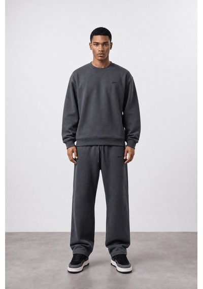 Erkek Respire Basic Oversize Sweatshirt Füme