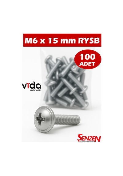 M6x15 Pul Başlı Rysb Vida 100 Lü 1