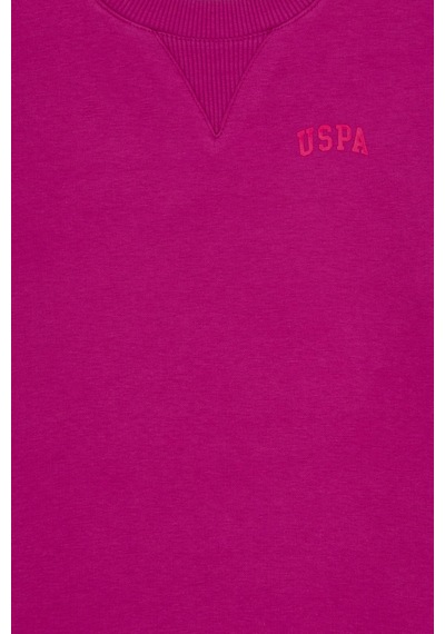 U.S. Polo Assn. Kız Çocuk Fuşya Şardonlu Bisiklet Yaka Basic Sweatshirt 50316810-VR023