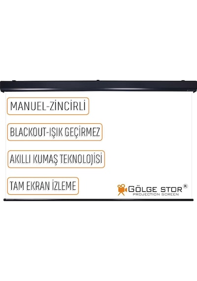 Gölge Stor Manuel HD 4K 8K Projeksiyon Perdesi 250 x 190 CM