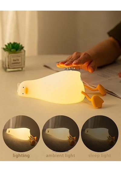 Çocuk Bebek Odası Gece Lambası, Led Rgb Işıklı, Dokunmatik Silikon, Sarı, 9 X 13 Cm Genel