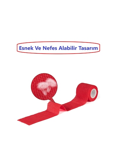 Kendinden Yapışkanlı Elastik Koban Bandaj Kırmızı 12 Adet
