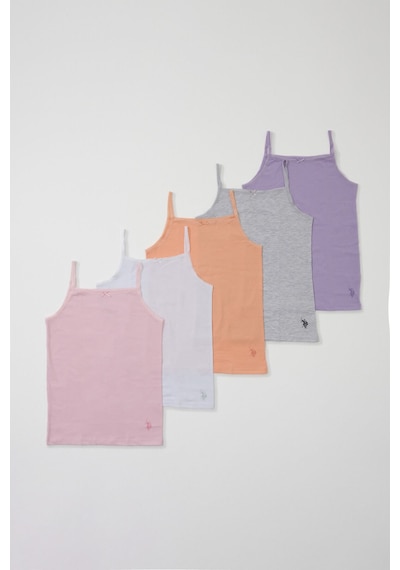 U.s. Polo Assn. Kız Çocuk Karışık Renkli 5li Atlet Seti 5274-47956 Çok Renkli