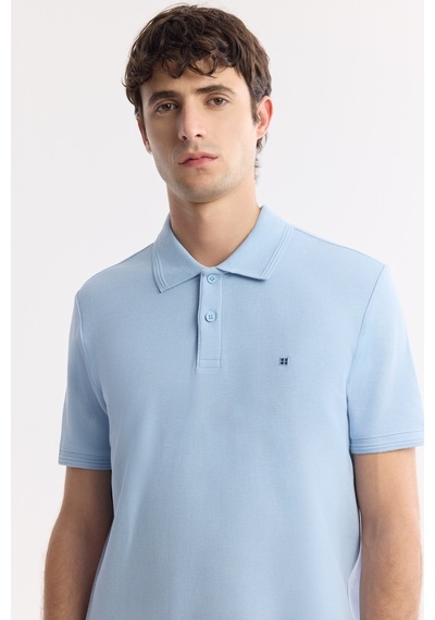 Avva Erkek Açık Mavi Kıvrılmaz Polo Yaka %100 Pamuk Basic Regular Fit T-shirt B001032