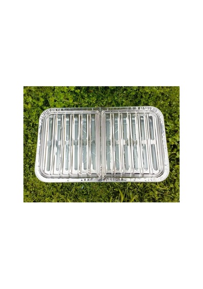 Paslanmaz Dumansız Ayaklı Mangal Hertür Et+tavuk+közleme İçin Krom Oluklu Köfteci Izgara Mangal 50cm, Abn2504252203 1.0 Beyaz Gri