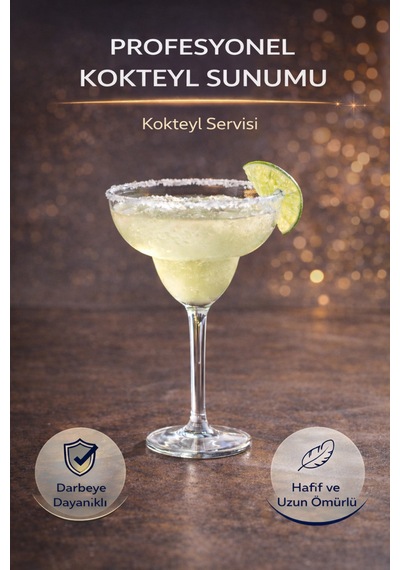 Polikarbon Kırılmaz Margarita Kadehi 6 Adet 350 Ml Cam Görünümlü Profesyonel Sunum Şeffaf