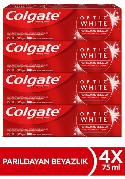 Colgate Optic White Parıldayan Beyazlık Beyazlatıcı Diş Macunu 4 x 75 ML