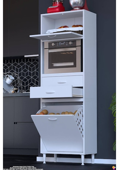 Duru 60 Cm Çok Amaçlı Fırın Dolabı Sepetli Kapaklı 2 Çekmeceli Dolap Banyo Kirli Çamaşır Dolabı Beyaz Duru 60 Cm Çok Amaçlı Fırın Dolabı Sepetli Kapaklı 2 Çekmeceli Dolap Banyo Kirli Çamaşır Dolabı Beyaz