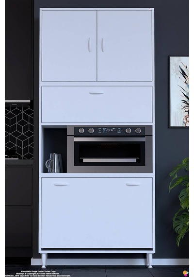 Vega 90 Cm Fırın Uyumlu 3 Göz Sepetli Çok Amaçlı Mutfak Kiler Banyo Organizer Dolap 90x213x32 Cm Beyaz Vega 90 Cm Fırın Uyumlu 3 Göz Sepetli Çok Amaçlı Mutfak Kiler Banyo Organizer Dolap 90x213x32 Cm Beyaz