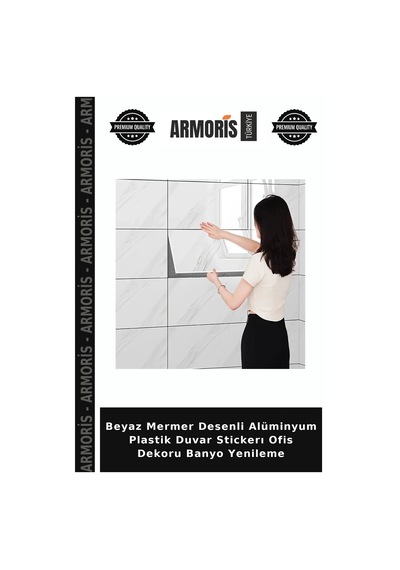 Beyaz Mermer Desenli Alüminyum Plastik Duvar Stickerı Ofis Dekoru Banyo Yenileme Çok Renkli